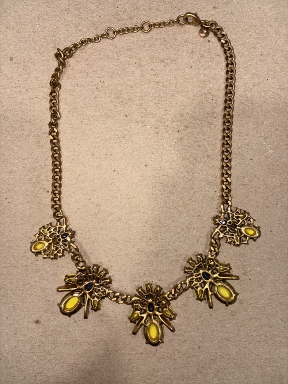 J.Crew Yellow Navy White Floral Statement Necklace - Picture 2 of 2